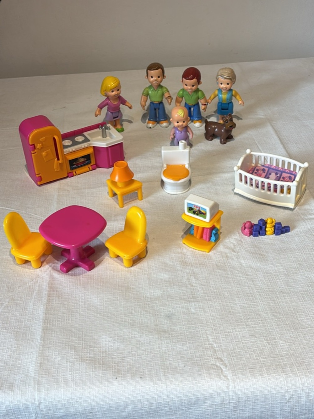 Vintage Fisher Price My First Dollhouse Family & Furniture
